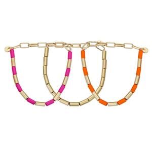 Unwritten 14K Gold Flash Plated Stretch Bead Bracelet Trio Set of 3.